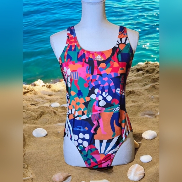 Farm Rio Adidas One Piece Tank Swimsuit Size 18 - Picture 4 of 6